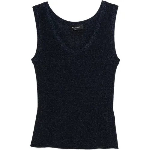 Sleeveless Tops, female, , Size: M Scoop Neck Sleeveless Top - Fabiana Filippi - Modalova