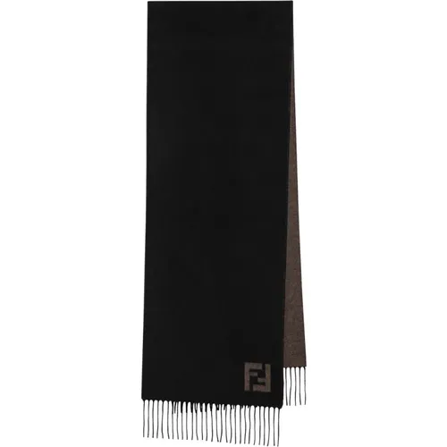 Winter Scarves, male, , Size: ONE SIZE Wool and Cashmere Scarf - Fendi - Modalova