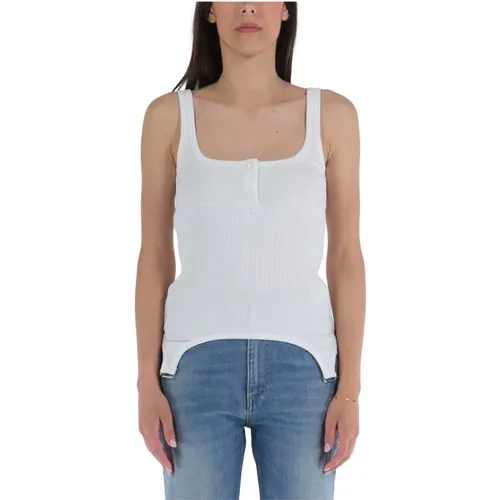 Ribbed Tank Top with 90`s Style Suspenders , female, Sizes: L - Courrèges - Modalova