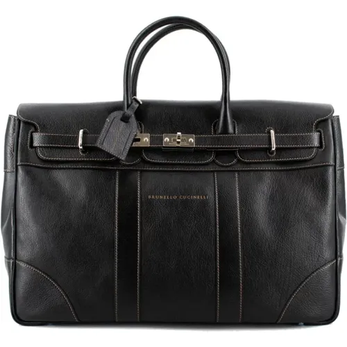 Grained Leather Bucket Bag Backpack , male, Sizes: ONE SIZE - BRUNELLO CUCINELLI - Modalova