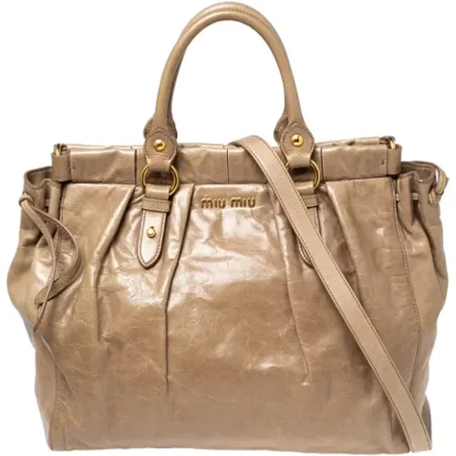 Pre-owned Tote Bags, female, , Size: ONE SIZE Pre-owned Leather totes - Miu Miu Pre-owned - Modalova