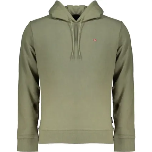 Grnes Kapuzensweatshirt mit Stickerei , Herren, Größe: 2XL - Napapijri - Modalova