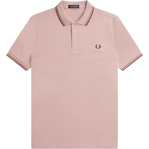 Polo Shirts, male, , Size: S Classic Cotton Polo with Double Stripe - Fred Perry - Modalova