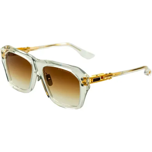 Crystal Clear Yellow Gold Sunglasses , unisex, Sizes: 57 MM - Dita - Modalova