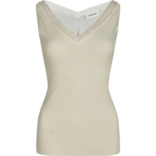 Sleeveless Tops, female, , Size: S Cream Sweater for Stylish Look - P.a.r.o.s.h. - Modalova
