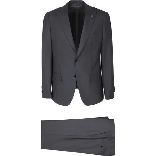 Single Breasted Suits, male, , Size: M Wool Single-Breasted Suit with Notched Lapels - Lardini - Modalova