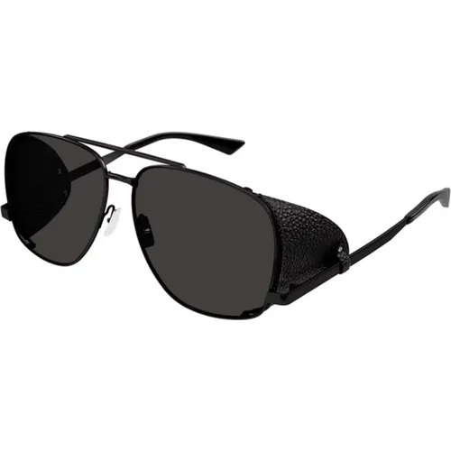 Schwarze Leder Spoiler Sonnenbrille - Saint Laurent - Modalova
