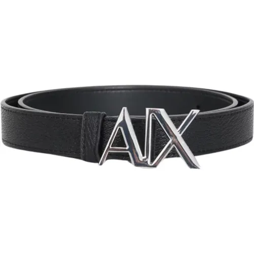 Belts, female, , Size: 90 CM Reversible Belt with Metal Logo - Armani Exchange - Modalova