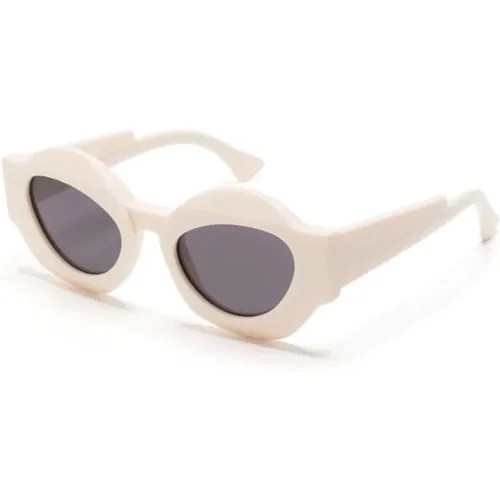 Weiße Sonnenbrille für den täglichen Gebrauch , Damen, Größe: 49 MM - Kuboraum - Modalova