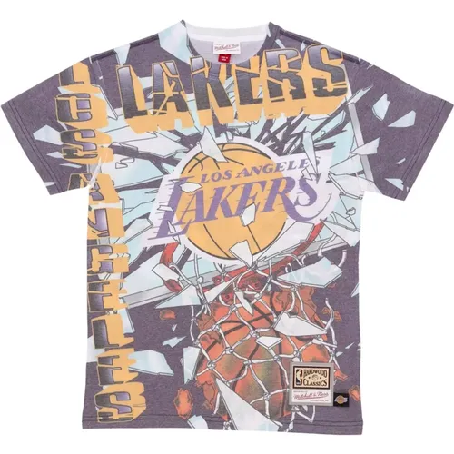 NBA Big Face Tee Lakers Purple , Herren, Größe: S - Mitchell & Ness - Modalova