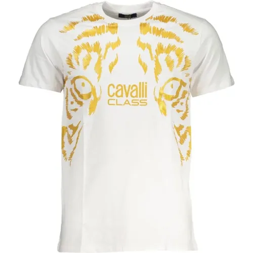 Druck Logo Kurzarm Baumwoll T-Shirt , Herren, Größe: XL - Cavalli Class - Modalova