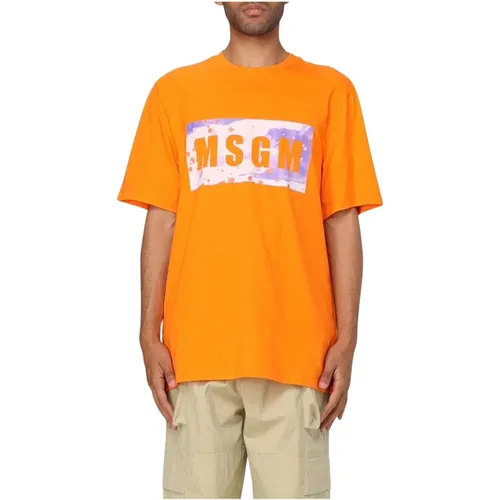 T-Shirts, male, , Size: M Short Sleeve Crew Neck TShirt - Msgm - Modalova