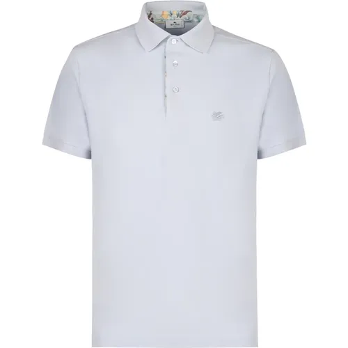 Baumwoll-Polo-Shirt mit Rippdetails , Herren, Größe: L - ETRO - Modalova