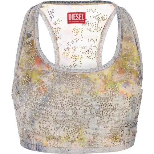 Blaues Blumen Crop Top Diesel - Diesel - Modalova