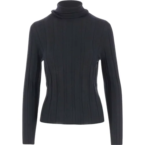 Wollpullover mit hohem Kragen Marine , Damen, Größe: XS - allude - Modalova