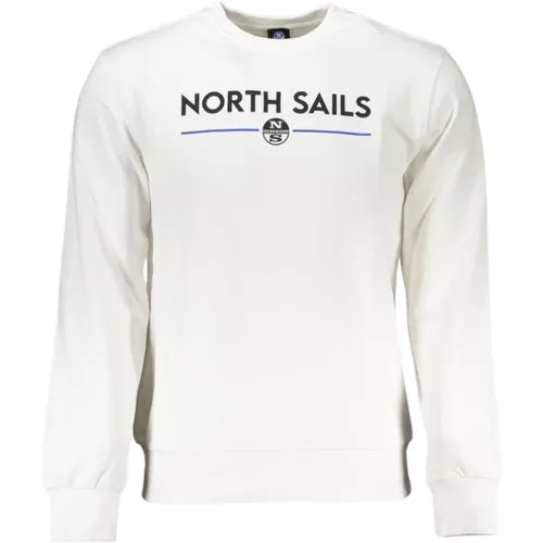 Weißer Baumwollpullover mit Print-Logo , Herren, Größe: 2XL - North Sails - Modalova