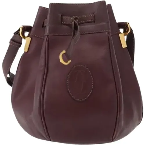 Pre-owned Bucket Bags, female, , Size: ONE SIZE Pre-owned Leather Bucket Bag - Cartier Vintage - Modalova