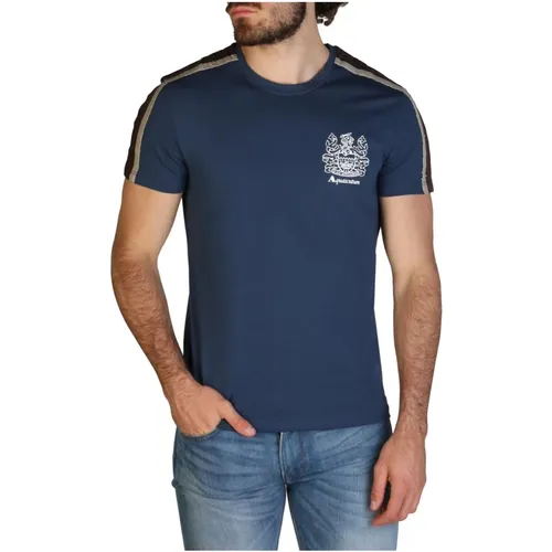 Logo-Embellished Cotton T-Shirt - Short Sleeves , male, Sizes: M - Aquascutum - Modalova