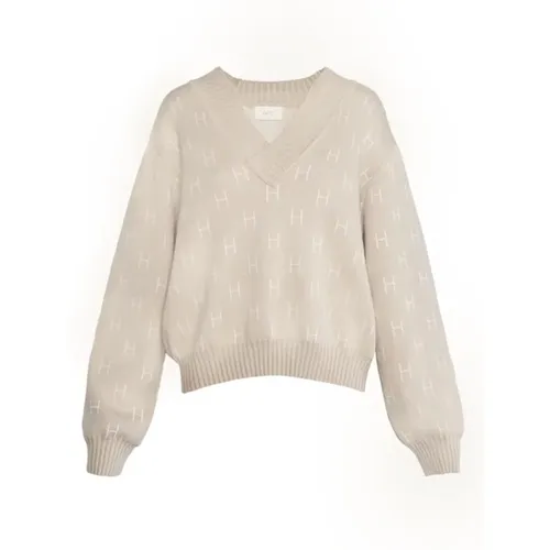 HÉST, V-neck Knitwear, female, , Size: XL Linda V-neck Sweater - Hést - Modalova