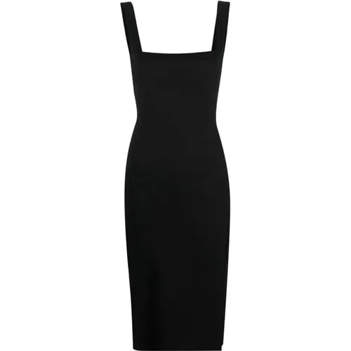 Midi-Kleid mit Quadratischem Ausschnitt und Seitenschlitz-Detail , Damen, Größe: M - pinko - Modalova