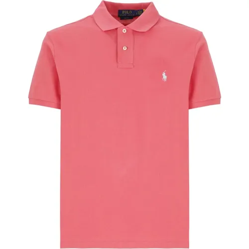 Coral Cotton Polo Shirt Embroidered , male, Sizes: 2XL, L, M, XL - Ralph Lauren - Modalova