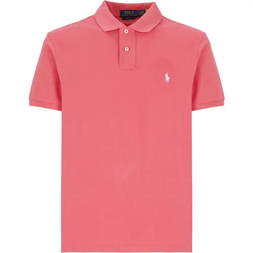 Coral Cotton Polo Shirt Embroidered , male, Sizes: 2XL, M, XL - Ralph Lauren - Modalova
