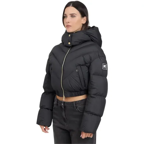 Cropped Puffer Coat with Detachable Hood , female, Sizes: M, XL, XS, S, 2XL, L - Elisabetta Franchi - Modalova