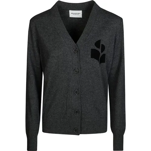 Cardigans, female, , Size: 2XS Cotton Logo Cardigan Karin Style - Isabel Marant Étoile - Modalova