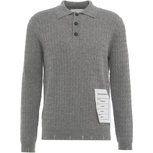 Amaránto, Polo-Kragen Strickpullover mit Zopfmuster , Herren, Größe: L - AMARÁNTO - Modalova