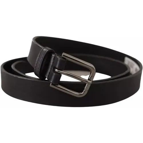 Belts, unisex, , Size: 90 CM Leather Classic Belt with Metal Logo Buckle - Dolce & Gabbana - Modalova