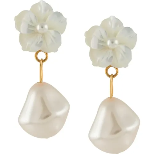 Earrings, female, , Size: ONE SIZE Floral motif faux-pearl earrings - Jennifer Behr - Modalova