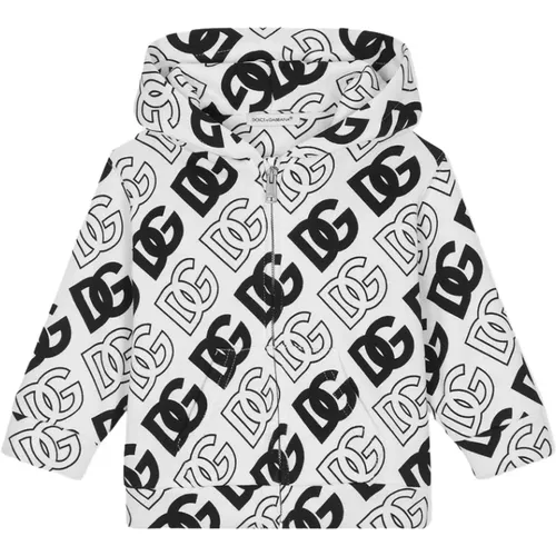 Schwarzer und Weißer Logo-Hoodie - Dolce & Gabbana - Modalova
