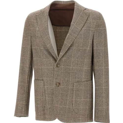 Blazers, male, , Size: 4XL Teasy Checked Blazer - Barba - Modalova
