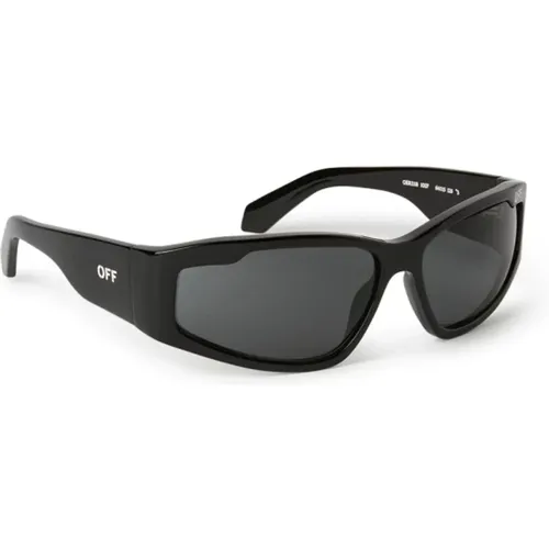 Sporty Rectangular Sunglasses , unisex, Sizes: 64 MM - Off White - Modalova