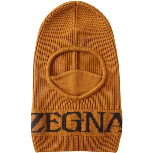 Beanies, male, , Size: ONE SIZE Techmerino Logo Wool Balaclava - Ermenegildo Zegna - Modalova