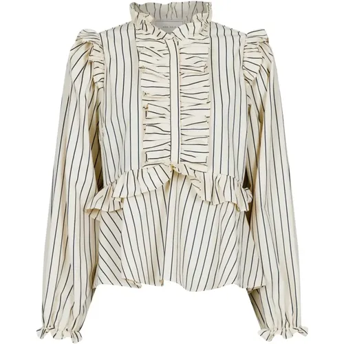 Striped Blouse with Ruffle Details , female, Sizes: S, XL, L - NEO NOIR - Modalova