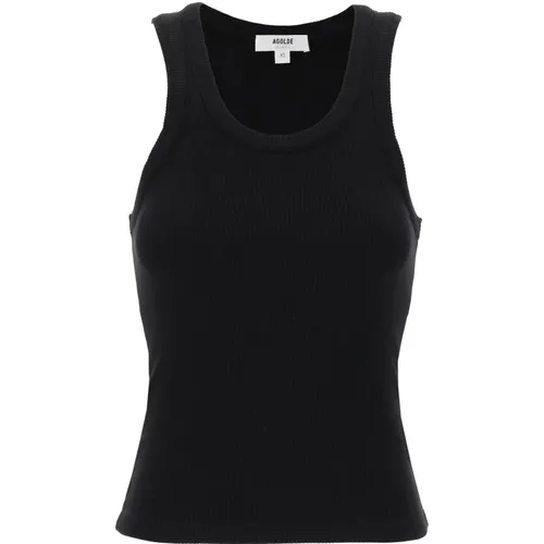 Geripptes Tanktop mit Rundhalsausschnitt , Damen, Größe: L - Agolde - Modalova