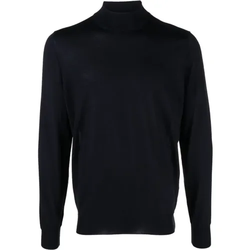 Turtlenecks, male, , Size: XL Navy Merino Wool Sweater - Drumohr - Modalova