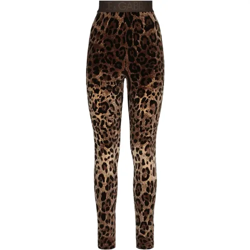 Leggings, female, , Size: S Leopard Jacquard Leggings - Dolce & Gabbana - Modalova