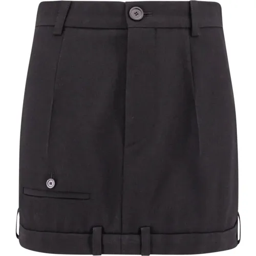 Wool Skirt with Button and Zip , female, Sizes: XS - Balenciaga - Modalova