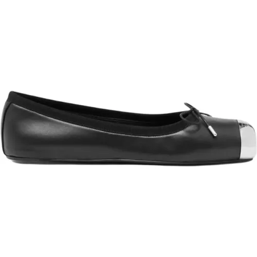 Leather Punk Ballerina with Round Silver Metal Toe , female, Sizes: 3 UK, 6 UK - alexander mcqueen - Modalova