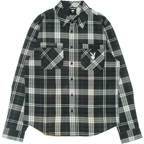 Casual Shirts, male, , Size: M Checked Flannel Shirt with Playboy Logo - HUF - Modalova