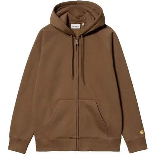 Zip-throughs, male, , Size: L Heavy Sweat Hooded Chase Jacket - Carhartt WIP - Modalova