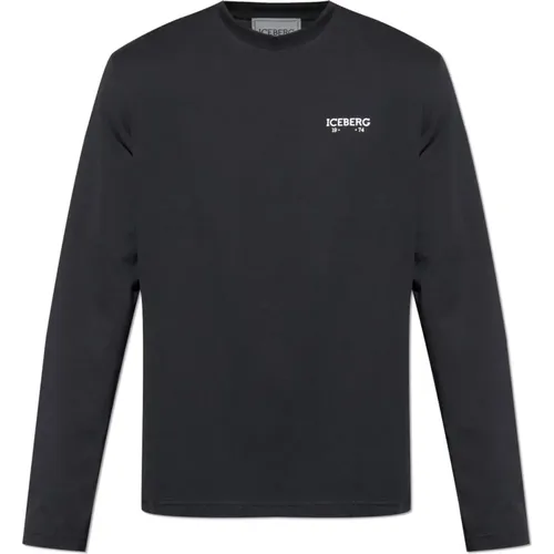 Long Sleeve Tops, male, , Size: L T-shirt with logo - Iceberg - Modalova