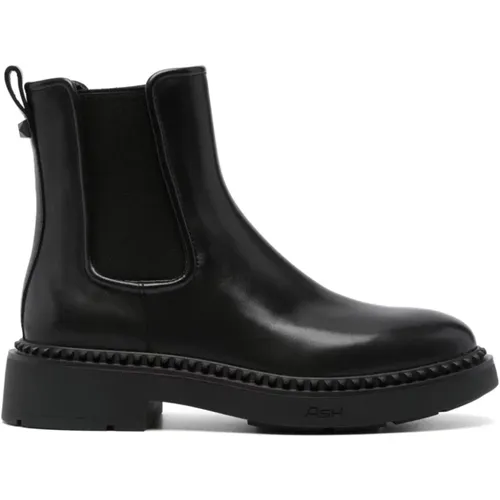 Schwarze Leder Slip-On Stiefel , Damen, Größe: 36 EU - Ash - Modalova