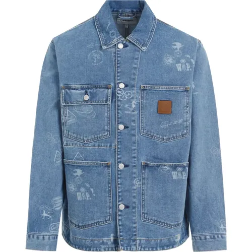 Blaue Stamp Jacke , Herren, Größe: M - Carhartt WIP - Modalova