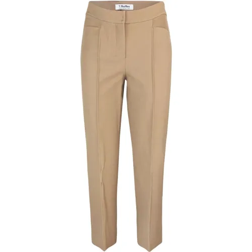 Chinos, female, , Size: S Slim Fit Cotton Trousers - Max Mara Studio - Modalova