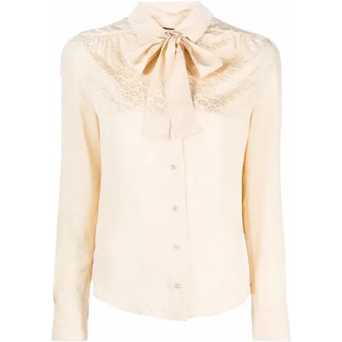 Paisley Jacquard Silk Bow Shirt , female, Sizes: L - Saint Laurent - Modalova