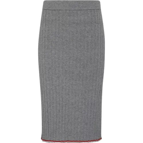 Light Grey Cashmere Pencil Skirt , female, Sizes: 2XS, XS, S - Thom Browne - Modalova