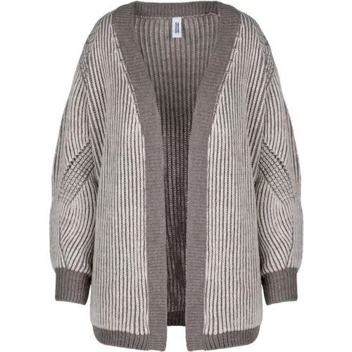 Two-tone Wool Blend Tricot Cardigan , female, Sizes: XS, M, L, S - BomBoogie - Modalova
